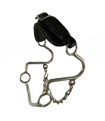 Showman Adjustable Leather Nose Stainless Steel Hackamore Bit