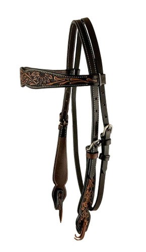 Showman Argentina Cow Leather Browband Headstall w/ Sunflower Tooling