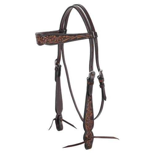 Showman Argentina Cow Leather Browband Headstall w/ Sunflower Tooling
