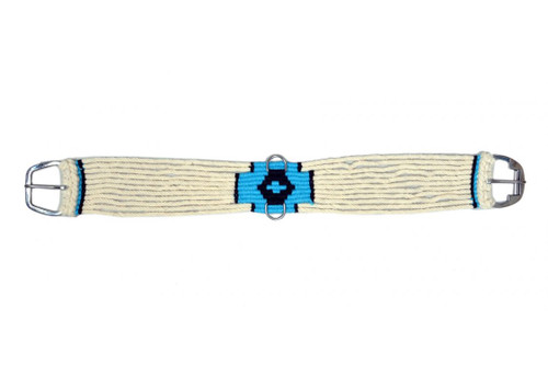 Showman Mohair String Girth w/ Blue Southwest Design