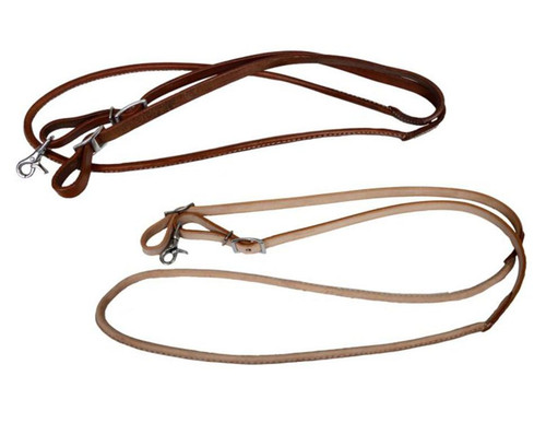 Showman 5/8" x 7' One Piece Leather Rolled Middle Roping Rein w/ Conway Buckles