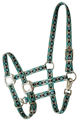 Showman Premium Nylon Halter w/ Teal & Brown Southwest Design