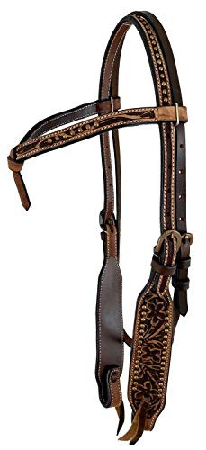 Showman Argentina Cow Leather Futurity Knot Headstall w/ Floral Tooling & Copper Dots