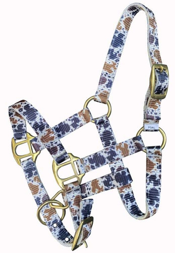 Showman Foal/Mini Cowhide Print Nylon Halter