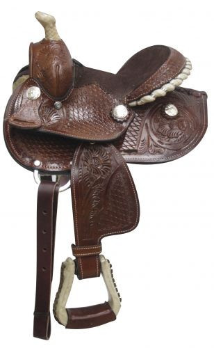 7" Fully Tooled Double T Pony Saddle