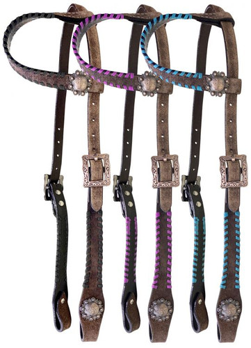 Showman Single Ear Rawhide Laced Rough-out Leather Headstall