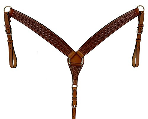 Showman Argentina Cow Leather Basketweave Tooled Breast Collar