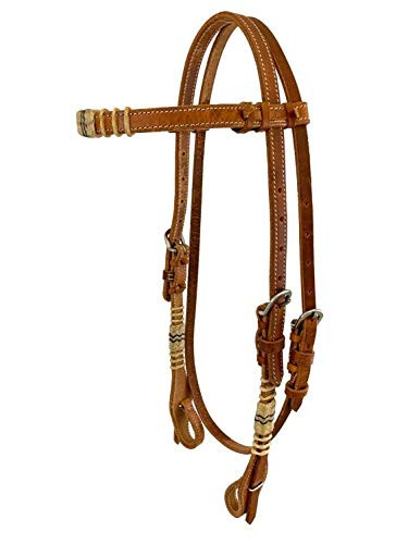 Showman Harness Leather Browband Headstall w/ Rawhide Accents