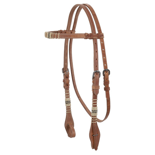 Showman Harness Leather Browband Headstall w/ Rawhide Accents
