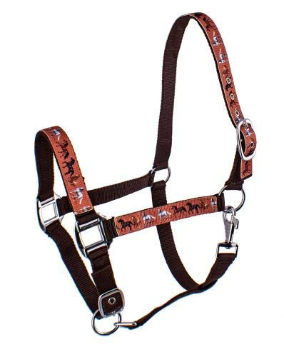 3-Ply Brown Nylon Halter w/ Multi Horse Design