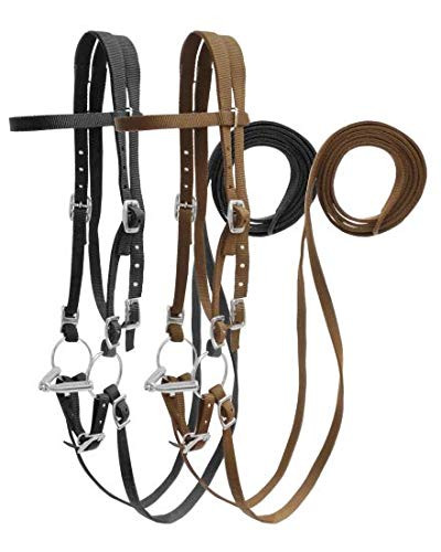 Showman Horse Size Nylon Headstall w/ Snaffle Bit