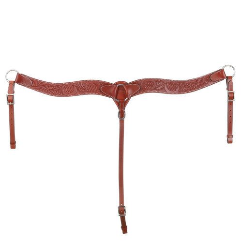 Showman Tooled Leather 2" Wide Contoured Breast Collar