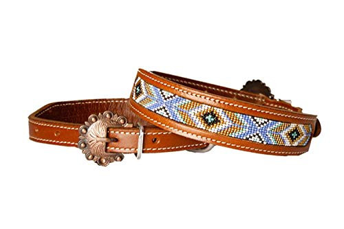 Showman Couture Genuine Leather Dog Collar w/ Beaded Inlay