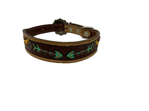 Showman Couture Sunflower & Arrow Design Leather Dog Collar