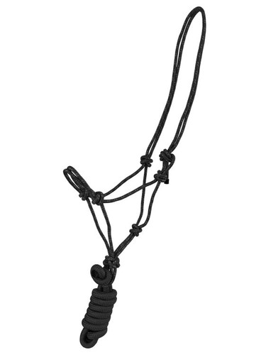 Pony Adjustable Braided Nylon Cowboy Knot Rope Halter w/ Lead