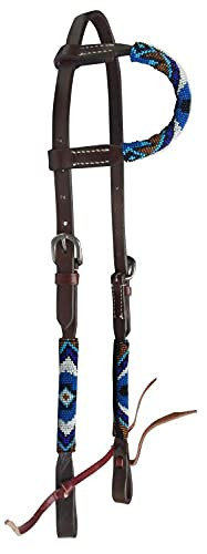 Showman Beaded Single Ear Leather Headstall w/ Southwest Design