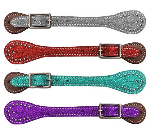 Showman Ladies Glitter Leather Spur Straps