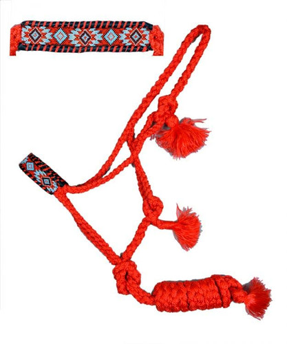 Showman Red Woven Nylon Mule Tape Halter w/ Southwest Beaded Design