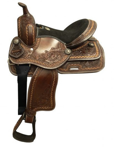13" Double T Youth/Pony saddle with floral tooling.