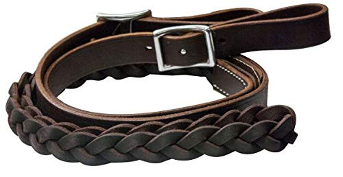 Showman One Piece Leather Roping Reins w/ Braided Middle & Buckles