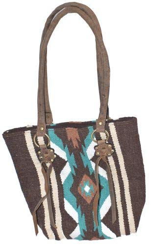 Showman Teal & Brown 100% Wool Saddle Blanket Handbag