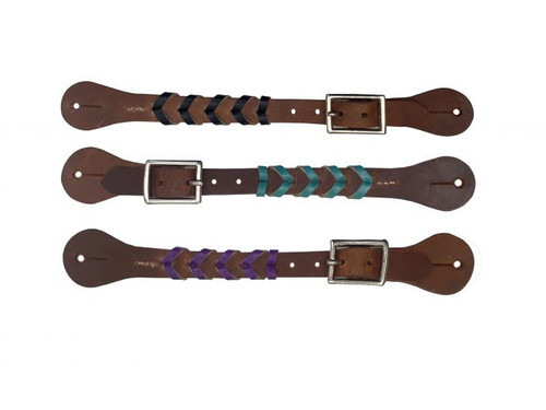 Showman Ladies Argentina Cow Leather Braided Color Spur Straps