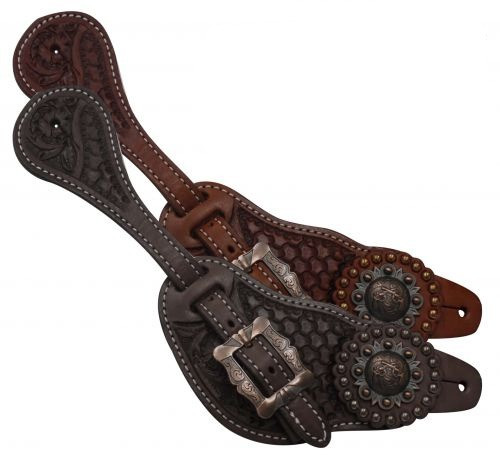 Showman Men's Argentina Cow Leather Crossed Guns Concho Spur Straps