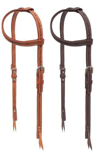 Showman Argentina Cow Leather Single Ear Headstall w/ Barbwire Tooling