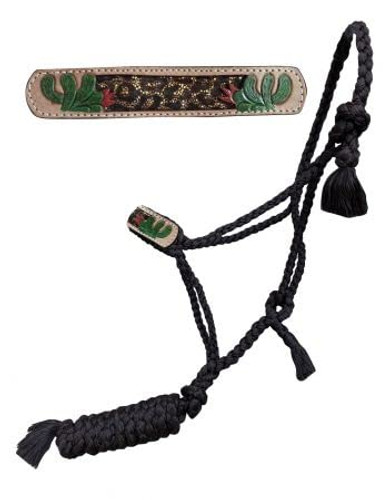 Showman Black Nylon Mule Tape Halter w/ Cactus & Cheetah Design