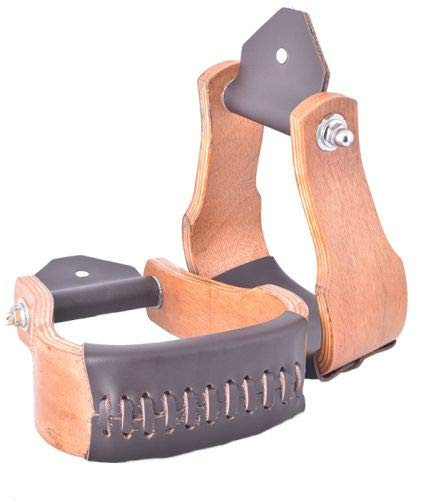 Showman Curved Teakwood Stirrups w/ Leather Tread