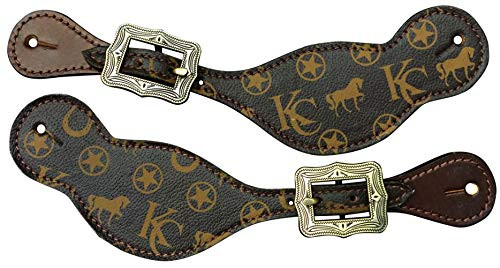 Klassy Cowgirl Ladies Argentina Cow Leather Spur Straps w/ Motif Overlay