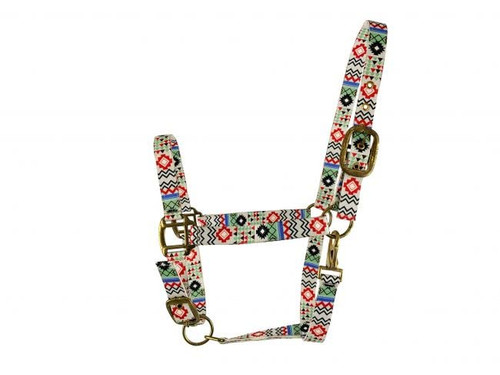 3-Ply White Aztec Design Nylon Halter