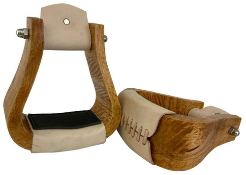 Showman Wooden Stirrups w/ Leather Tread