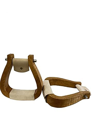 Showman Curved Wooden Stirrups w/ 2" Leather Tread