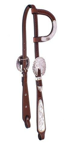 Showman Argentina Cow Leather Single Ear Headstall w/ Engraved Silver