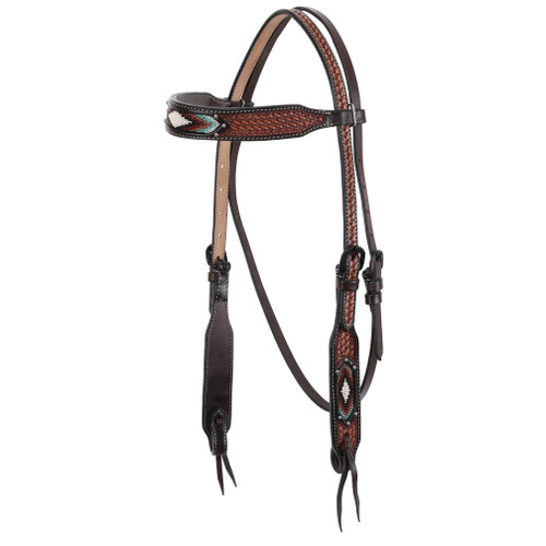 Showman Argentina Cow Leather Headstall w/ Beaded Inlay