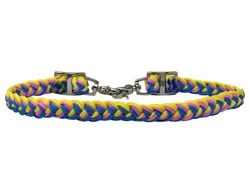 Showman Blue, Yellow & Pink Braided Nylon Wither Strap