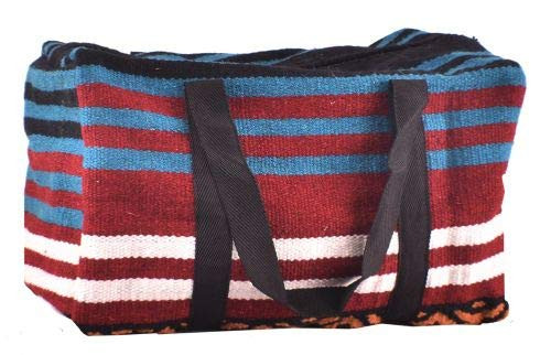 Showman Blue, Burgundy & Black 100% Wool Serape Saddle Blanket Duffel Bag