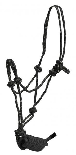 Braided Nylon Cowboy Knot Rope Halter w/ Removable Lead