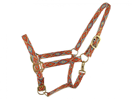 Showman Orange & Blue Navajo Print Nylon Halter