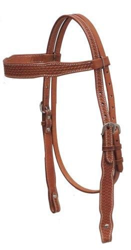 Showman Argentina Cow Leather Headstall w/ Basket Weave Tooling