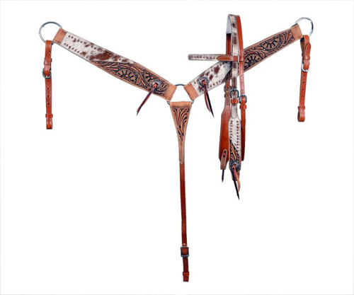 Showman Cowhide Inlay Browband Headstall & Breast Collar Set