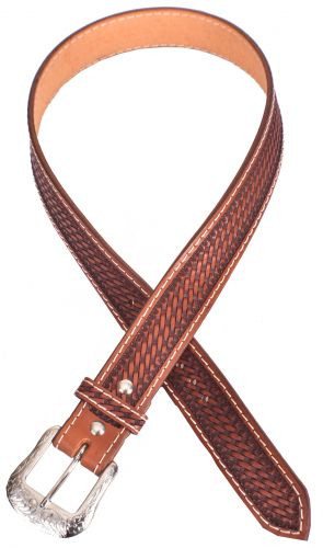 Showman Men's Argentina Cow Leather Belt w/ Basketweave Tooling