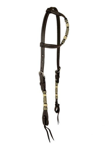 Showman Single Ear Leather Headstall w/ Rawhide Accents