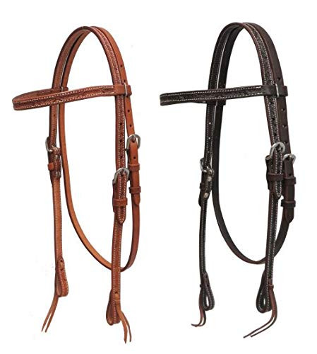 Showman Barbed Wire Tooled Argentina Cow Leather Headstall