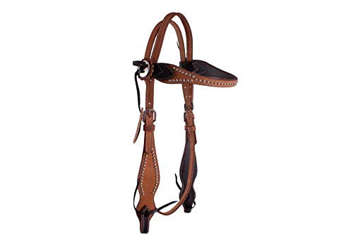 Showman Argentina Cow Leather Browband Headstall w/ Dark Brown Accent Trim