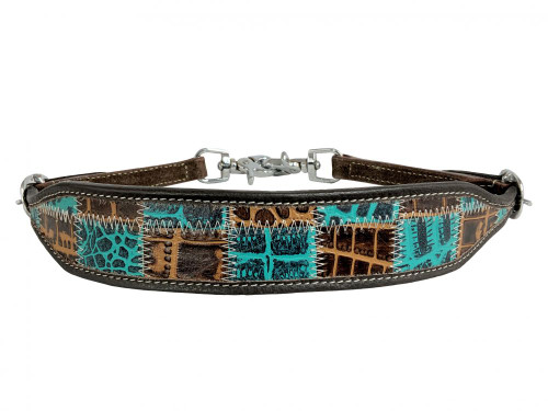 Showman Leather Wither Strap w/ Teal Gator Patchwork Pattern