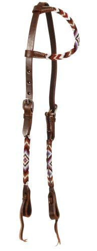 Showman Argentina Leather One Ear Headstall w/ Beaded Navajo Design