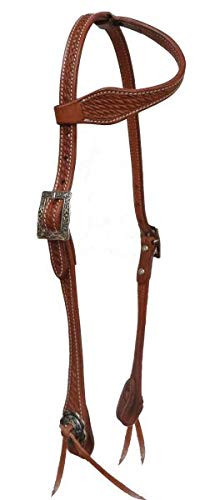 Showman Argentina Cow Leather Single Ear Headstall w/ Basketweave Tooling