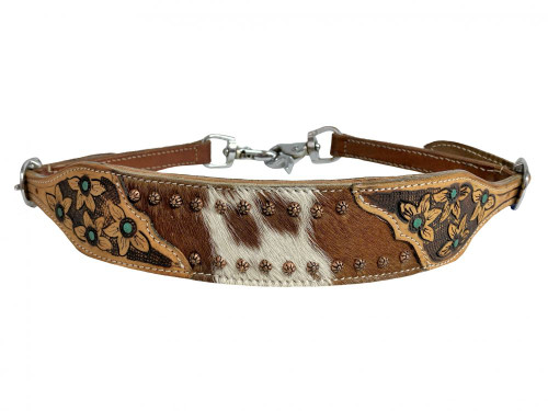 Showman Cowhide Leather Wither Strap w/ Painted Teal Accent